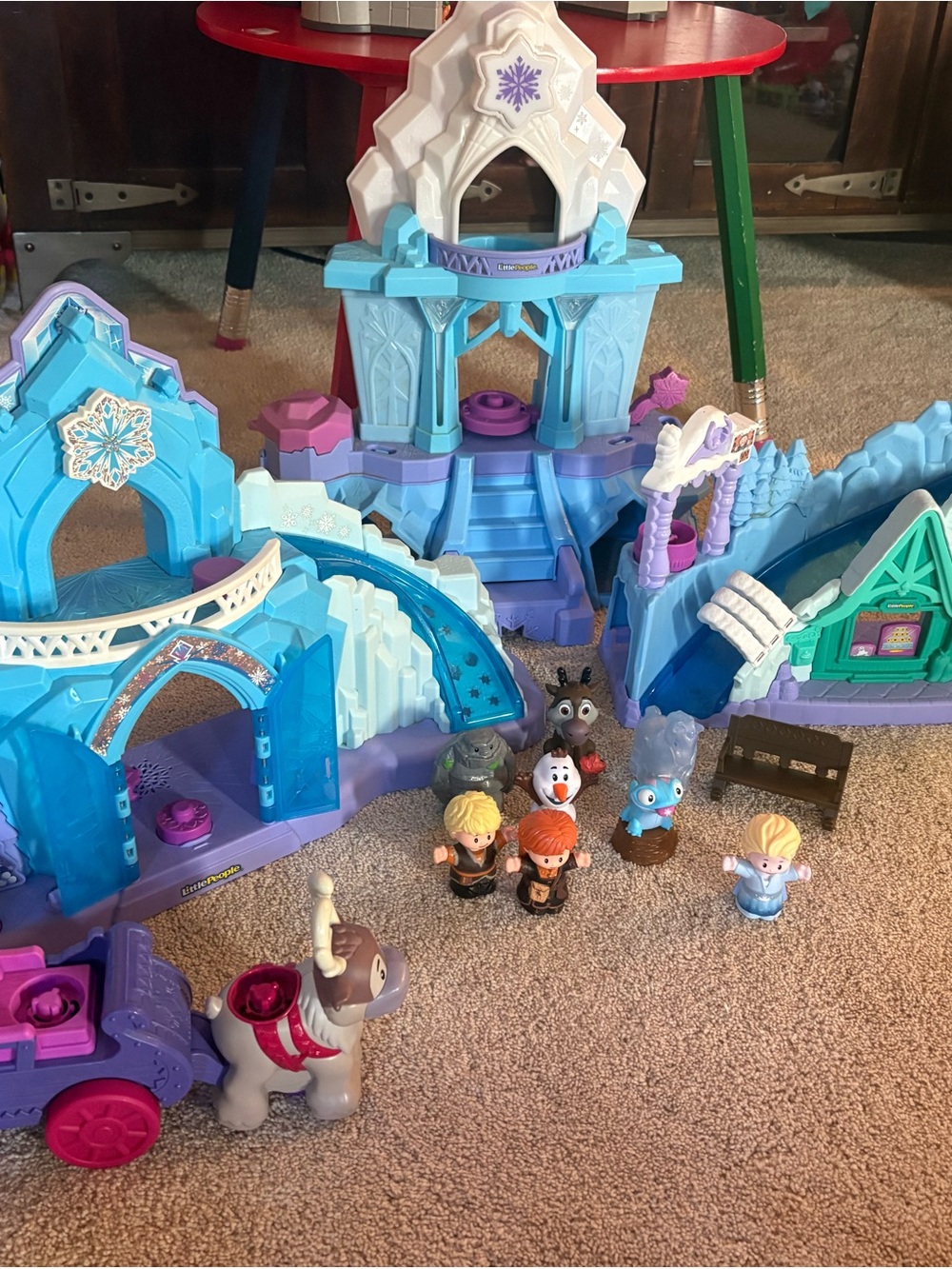 Frozen-themed Blue and Purple Ice Castle Playset with Figures little people